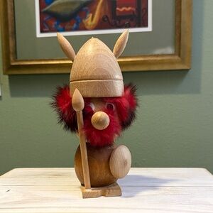 Danish Wooden Viking Figurine by Hans Bolling